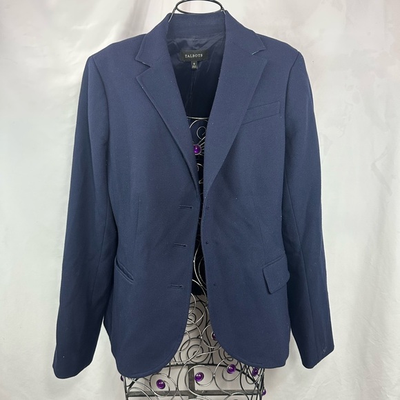 Talbots navy knit blazer size 10 - Picture 1 of 8